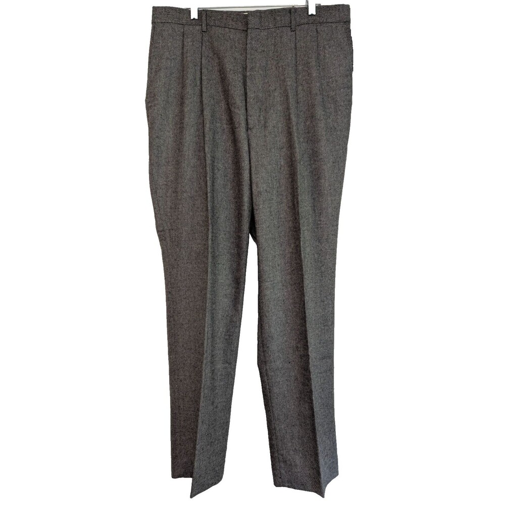 Vintage Haggar Men's Pants NWT Wool Blend Double Reverse Pleat Slacks Gray 38x34